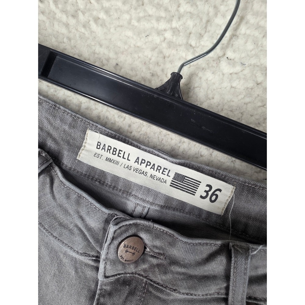 Barbell Apparel Jeans Mens 36 (35x29.5)Athletic Fit Grey Stretch Denim Grey Wash - Picture 3 of 16